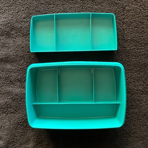 Vintage Tupperware Tuppercraft Stow N Go Divided Green Container - Picture 2 of 6